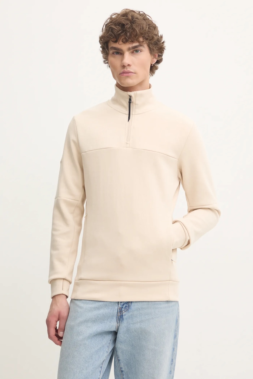 Superdry bluza barbati, culoarea bej, neted, M2013961A-1YP Superdry bluza barbati, culoarea bej, neted, M2013961A-1YP