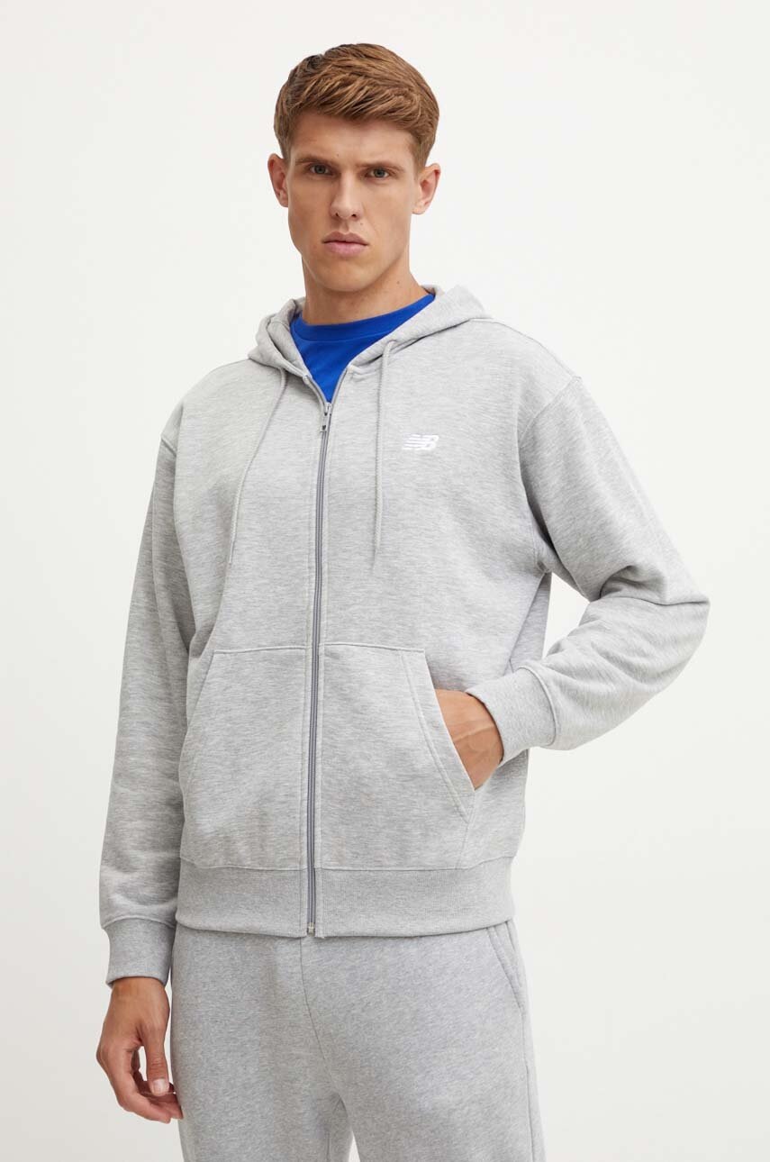 

Суичър New Balance в сиво с качулка с меланжов десен MJ41501AG, Сив