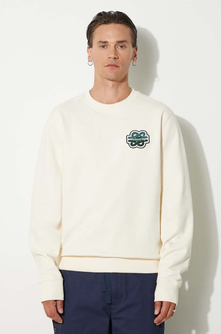 Filling Pieces hanorac de bumbac Gowtu barbati, culoarea bej, cu imprimeu, 74533929936