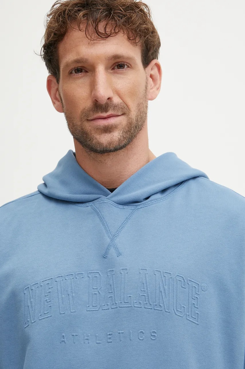 Βαμβακερή μπλούζα New Balance με κουκούλα, MT43500HEB φωτογραφία