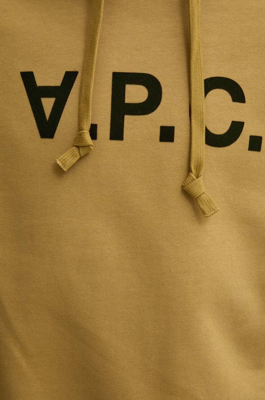 Pamučna Dukserica A.P.C. Hoodie Standard Grand Vpc GOTS Boja: Zelena, S Kapuljačom, S Aplikacijom, COHBN.M27908