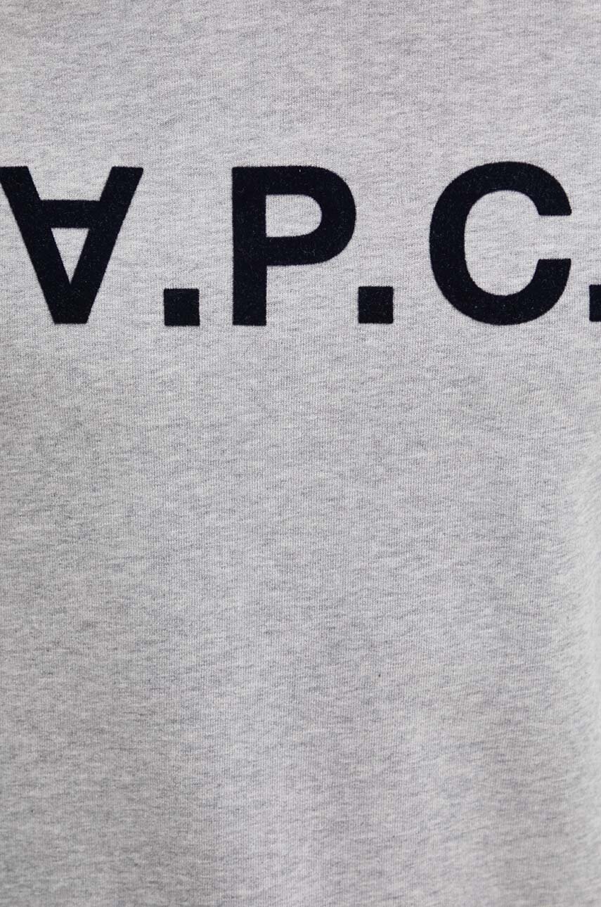 Бавовняна кофта A.P.C. hoodie standard grand vpc GOTS колір сірий з капюшоном з аплікацією COHBN.M27908 