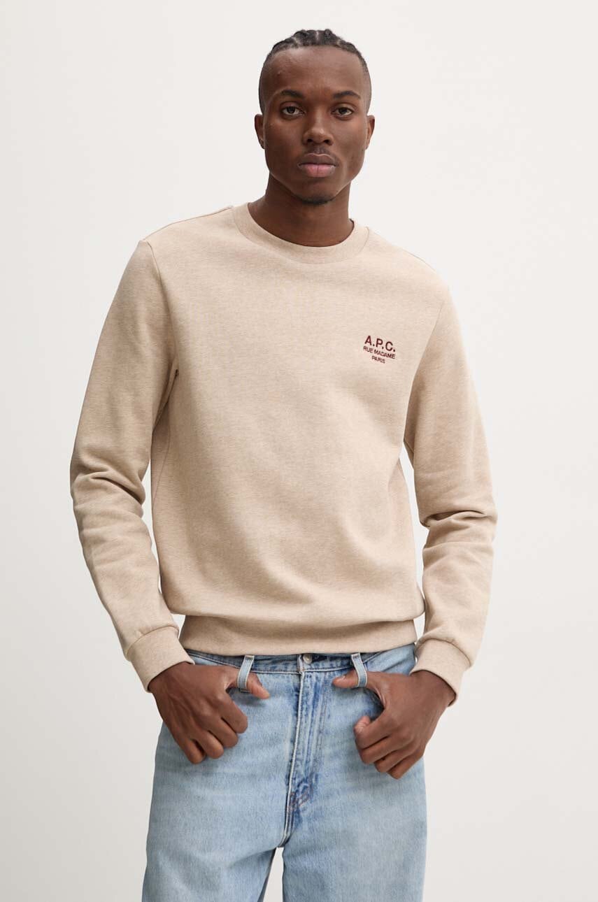 A.P.C. bluza standard rue madame GOTS culoarea bej, cu imprimeu, COHBV.M27913
