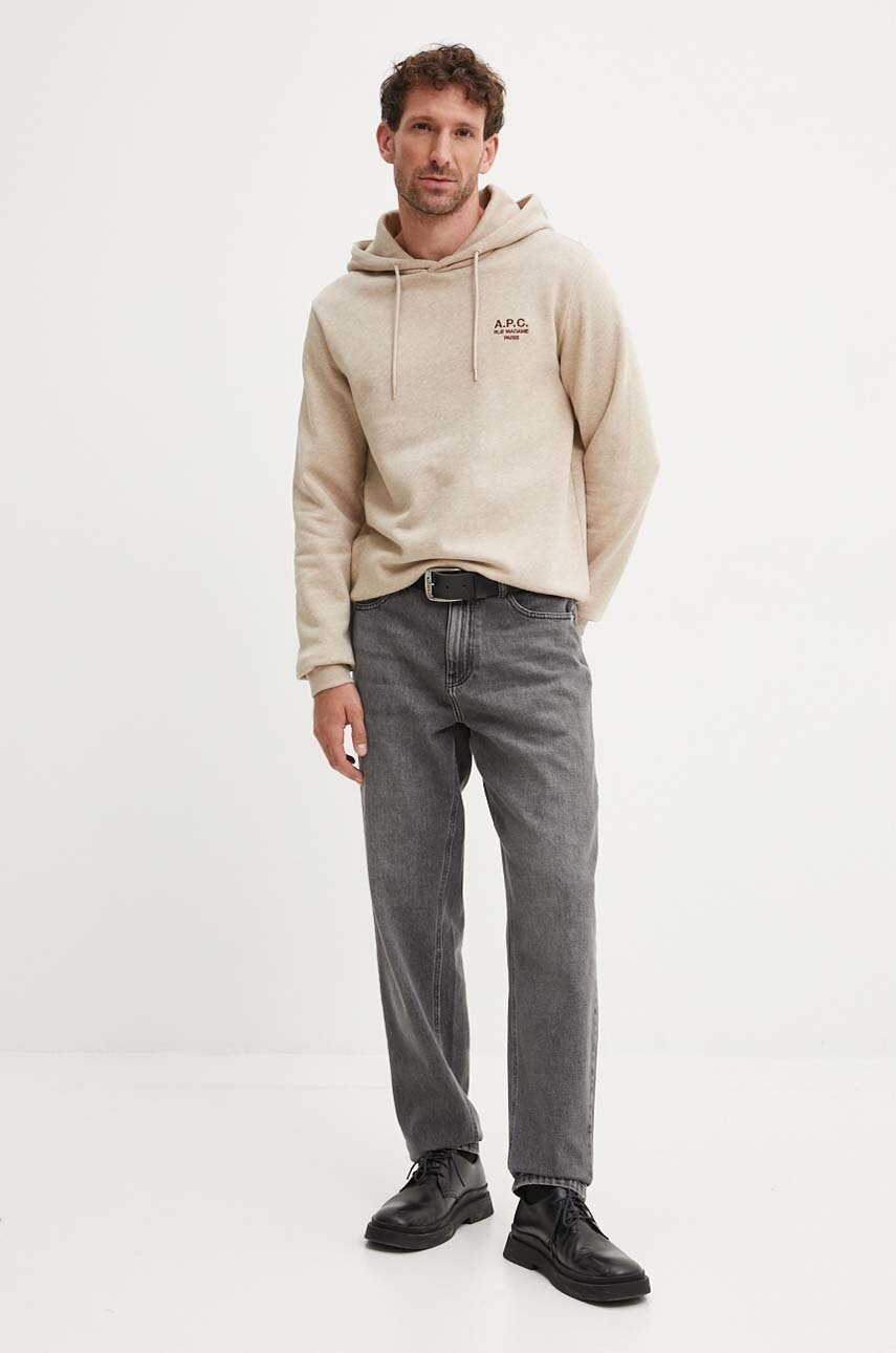 Μπλούζα A.P.C. hoodie standard rue madame GOTS χρώμα: μπεζ, με κουκούλα, COHBV.M27914 φωτογραφία