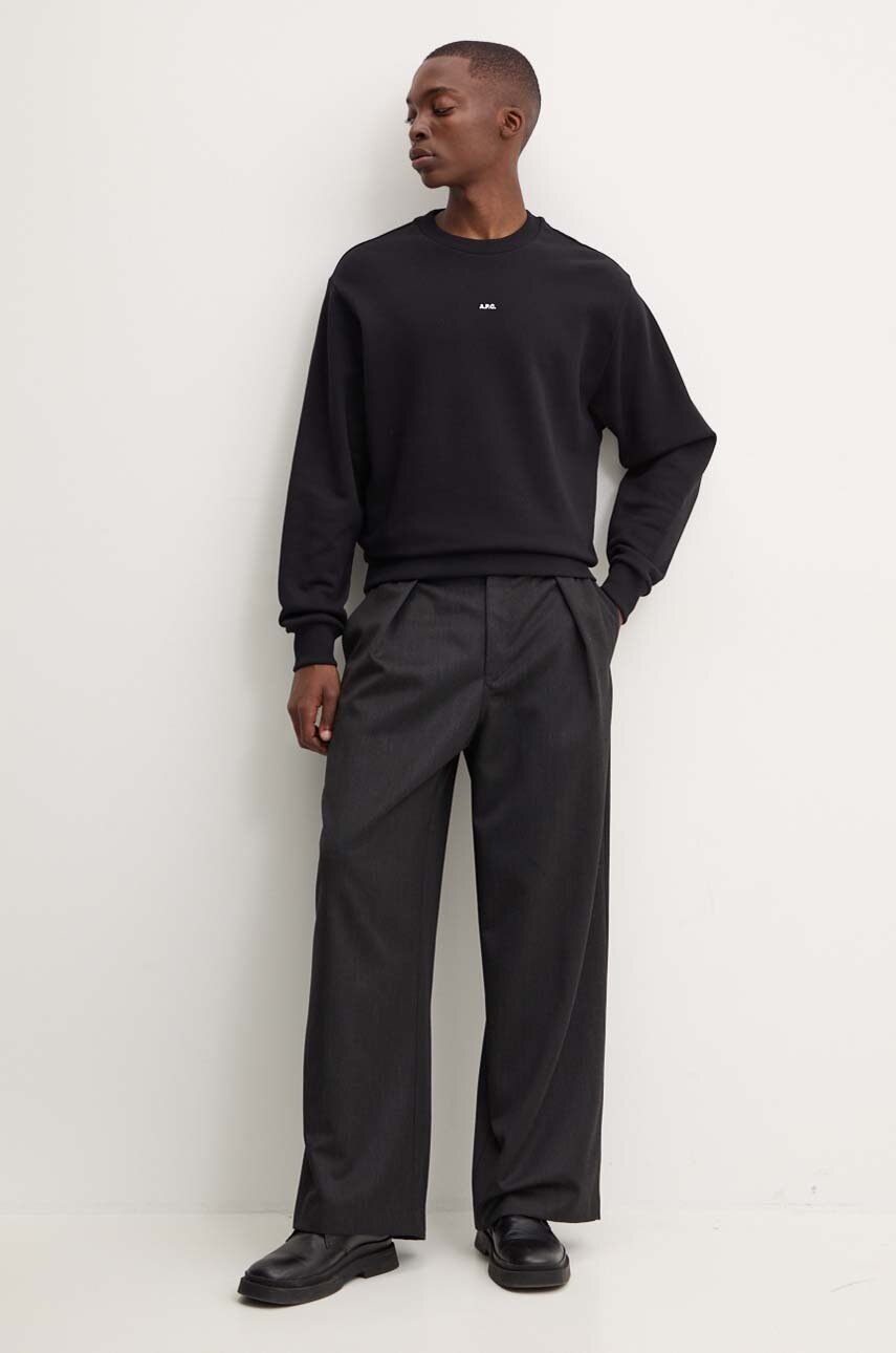 Βαμβακερή μπλούζα A.P.C. sweat boxy micro logo GOTS χρώμα: μαύρο, COHBX.H27910 φωτογραφία