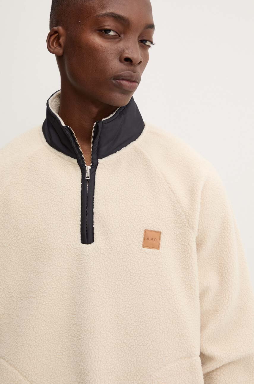 Флісова кофта A.P.C. sweat island колір бежевий однотонна PSAIF.M27845 