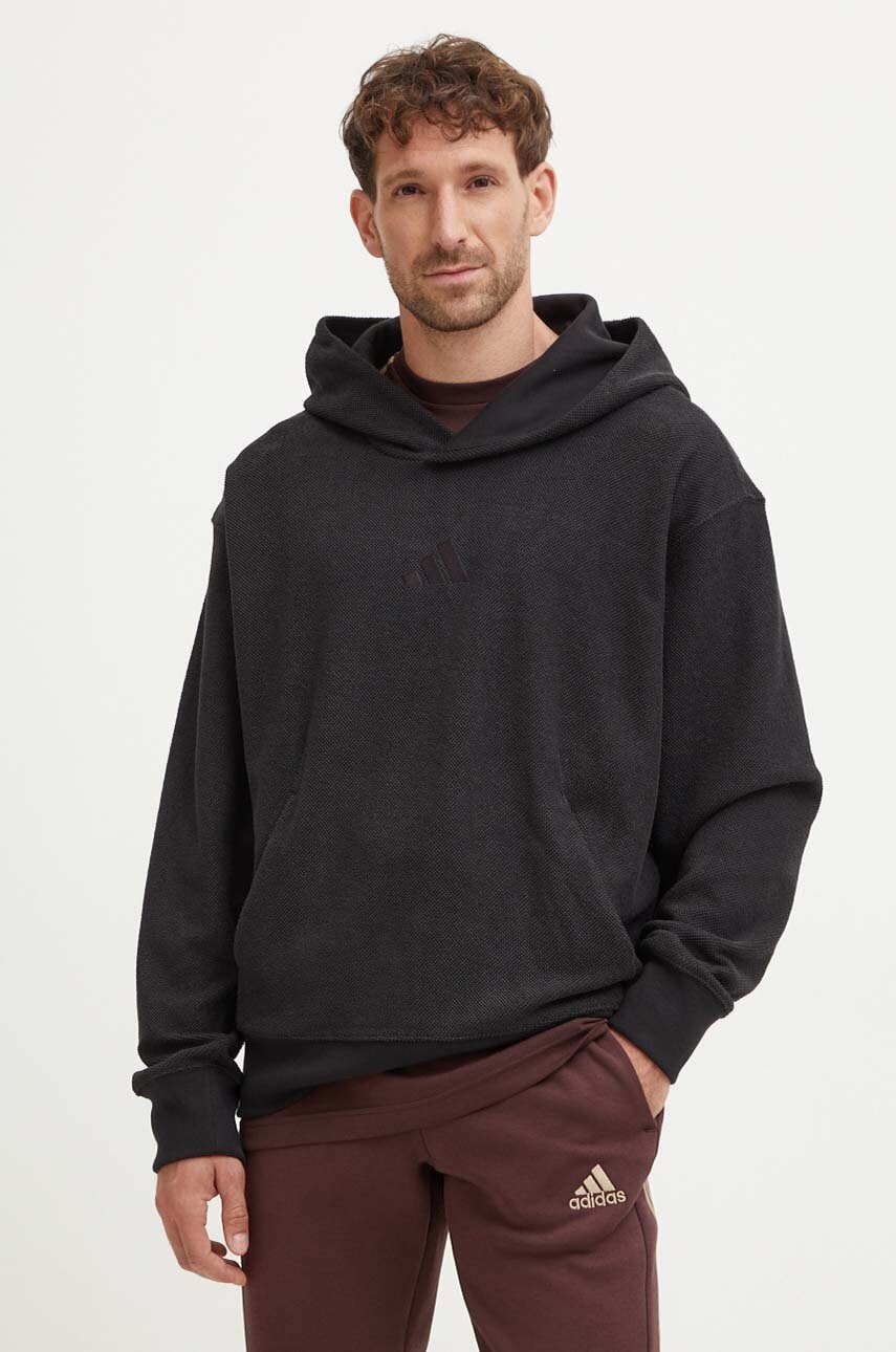 adidas bluza barbati, culoarea negru, cu glugă, neted, IV5212