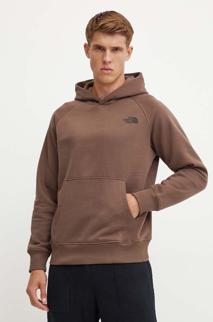 

Суичър The North Face Raglan Redbox Hoodie в кафяво с качулка с изчистен дизайн NF0A89F91OI1, Кафяв