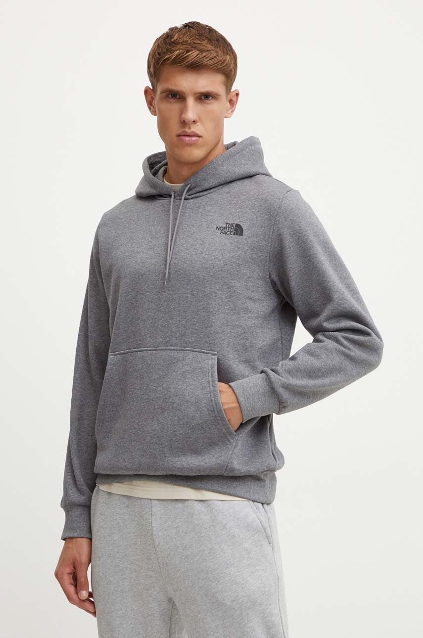 The North Face bluza Simple Dome Hoodie barbati, culoarea gri, cu glugă, cu imprimeu, NF0A89FCDYY1