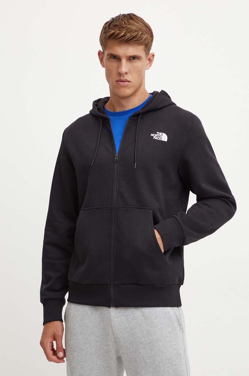 The North Face bluza Simple Dome Full Zip Hoodie barbati, culoarea negru, cu glugă, cu imprimeu, NF0A89FDJK31 The North Face bluza Simple Dome Full Zip Hoodie barbati, culoarea negru, cu glugă, cu imprimeu, NF0A89FDJK31