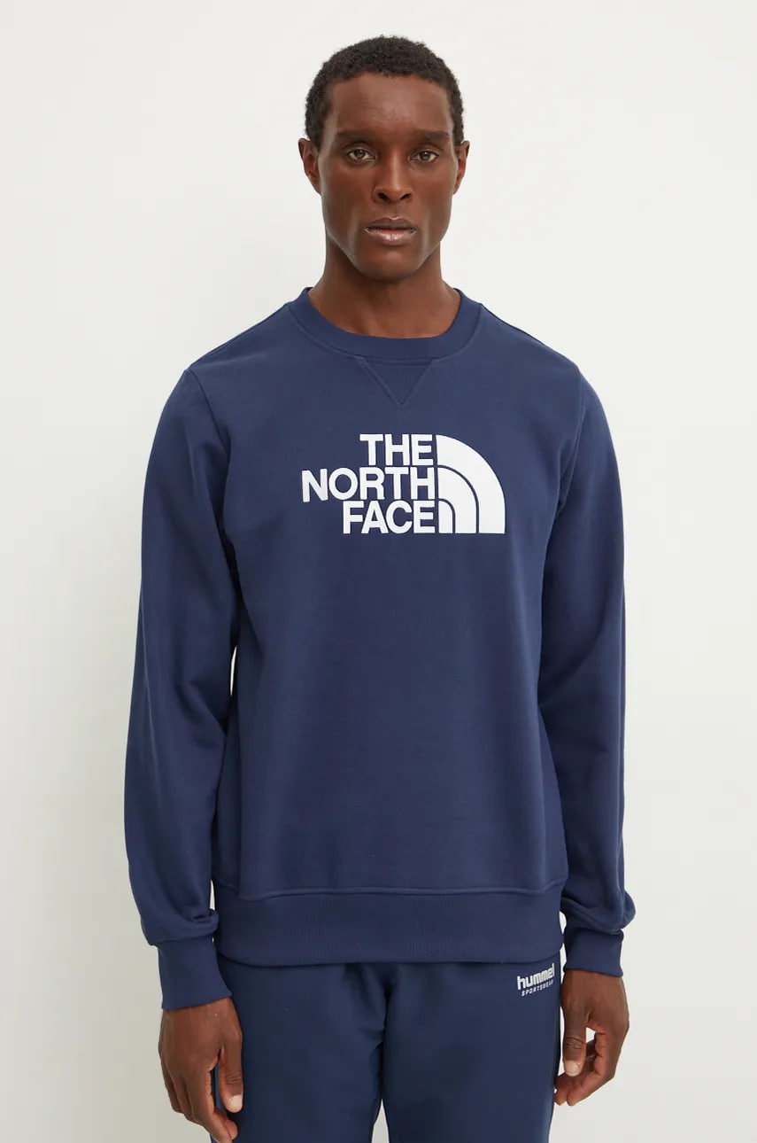 The North Face bluza Drew Peak barbati, culoarea albastru marin, cu imprimeu, NF0A89EK8K21 The North Face bluza Drew Peak barbati, culoarea albastru marin, cu imprimeu, NF0A89EK8K21