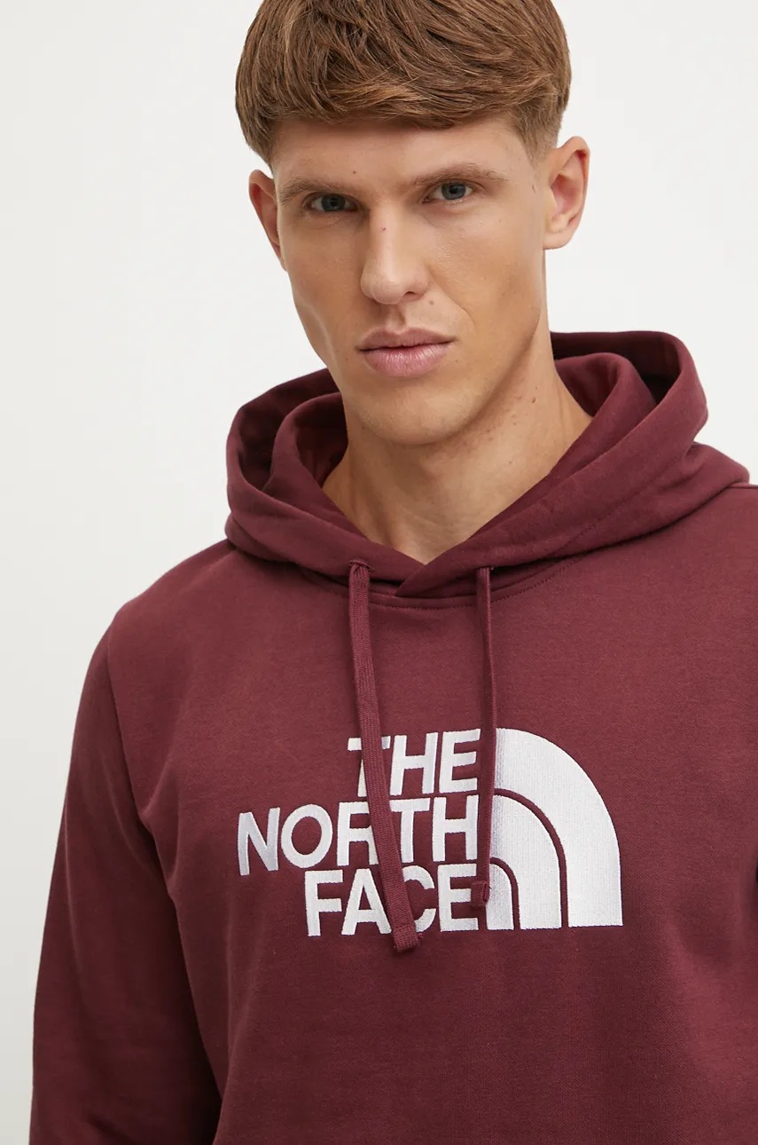 

Суичър The North Face Drew Peak в бордо с качулка с принт NF0A89EM1OO1