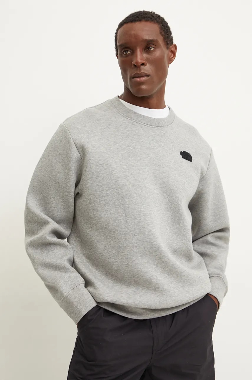 The North Face bluza Crew Neck Sweatshirt barbati, culoarea gri, melanj, NF0A8AMAEC41 The North Face bluza Crew Neck Sweatshirt barbati, culoarea gri, melanj, NF0A8AMAEC41