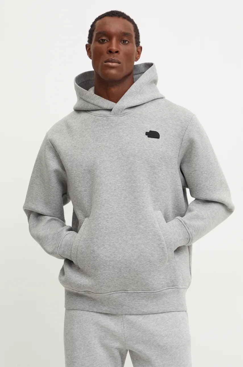 The North Face bluza Pull-on barbati, culoarea gri, cu glugă, melanj, NF0A8AMBEC41