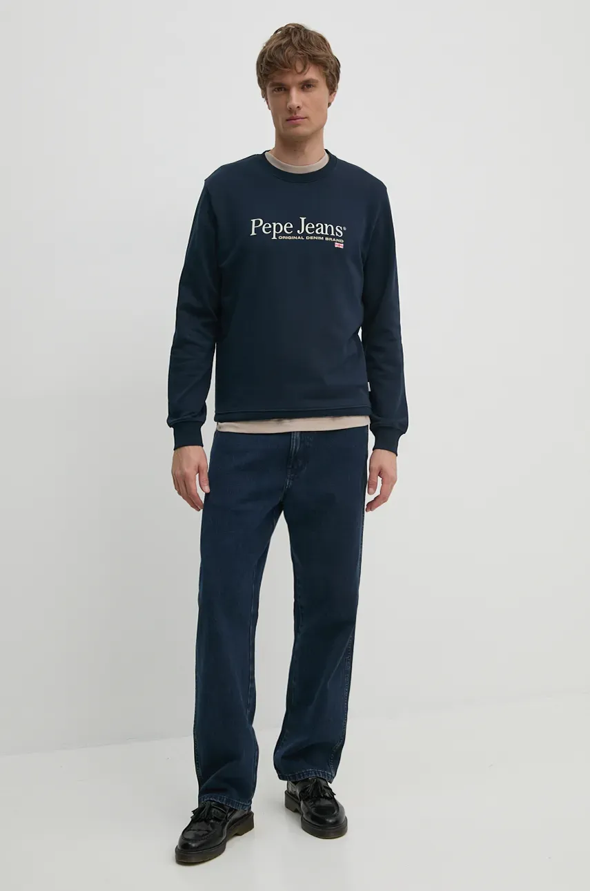 Хлопковая кофта Pepe Jeans SEAN мужская цвет синий с принтом PM582699 Хлопковая кофта Pepe Jeans SEAN мужская цвет синий с принтом PM582699