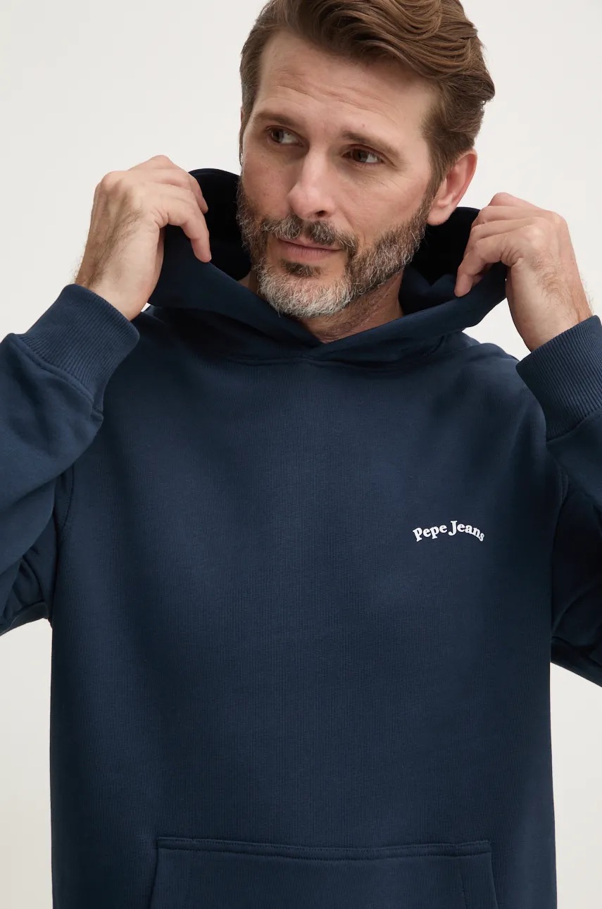 Βαμβακερή μπλούζα Pepe Jeans SOMERTON χρώμα: ναυτικό μπλε, με κουκούλα, PM582725 φωτογραφία