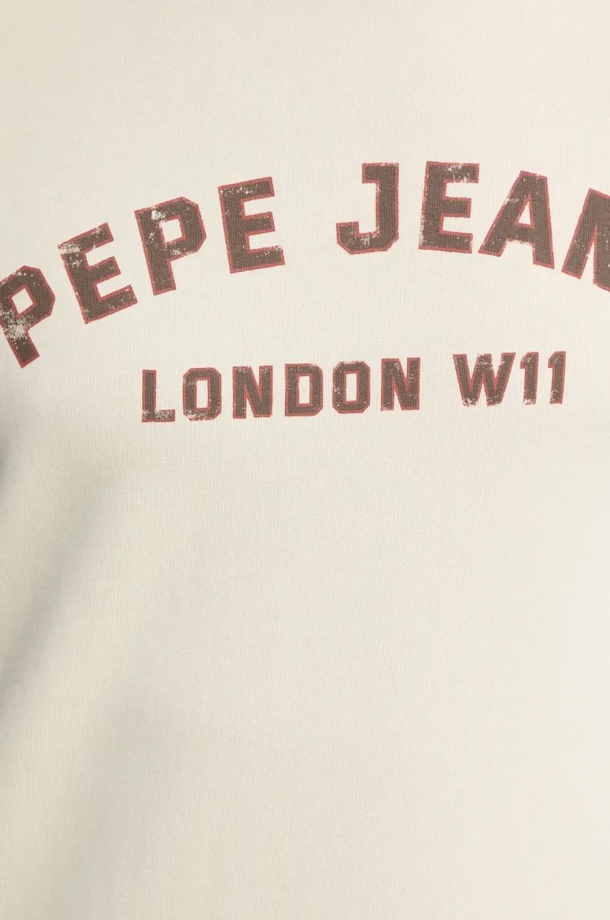 Βαμβακερή μπλούζα Pepe Jeans ALDRIDGE CREW χρώμα: μπεζ, PM582738 φωτογραφία