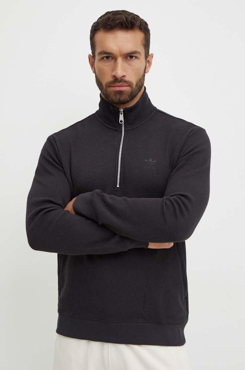 adidas Originals bluză Essential bărbați, culoarea negru, uni, IW5807 adidas Originals bluză Essential bărbați, culoarea negru, uni, IW5807