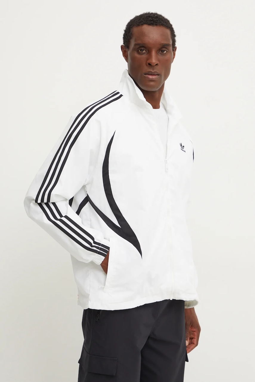 adidas Originals geaca barbati, culoarea alb, de tranzitie, IY2090 adidas Originals geaca barbati, culoarea alb, de tranzitie, IY2090