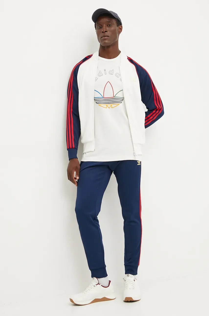 Кофта adidas Originals Adicolor мужская цвет белый узор IY9859 Кофта adidas Originals Adicolor мужская цвет белый узор IY9859