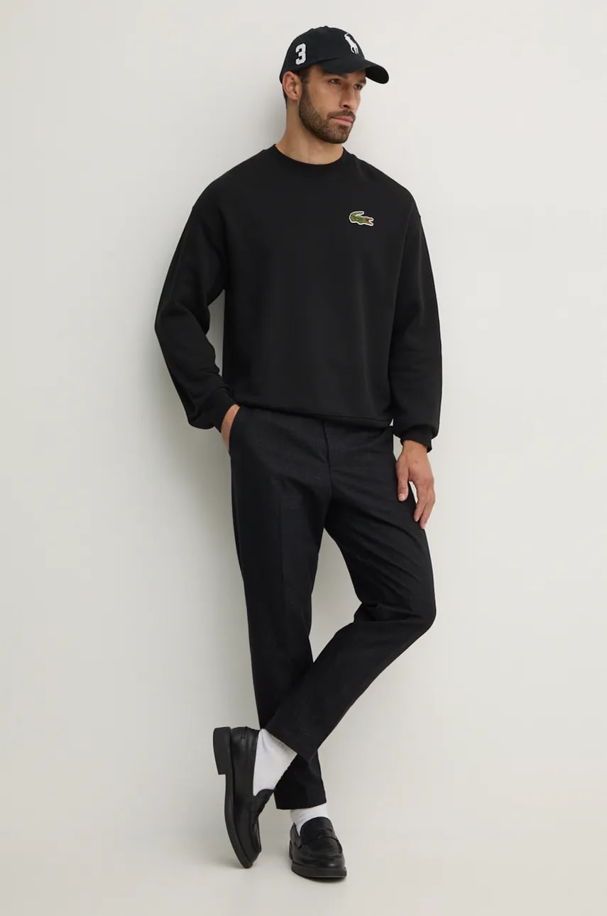 Кофта Lacoste мужская цвет чёрный однотонная SH2741 Кофта Lacoste мужская цвет чёрный однотонная SH2741