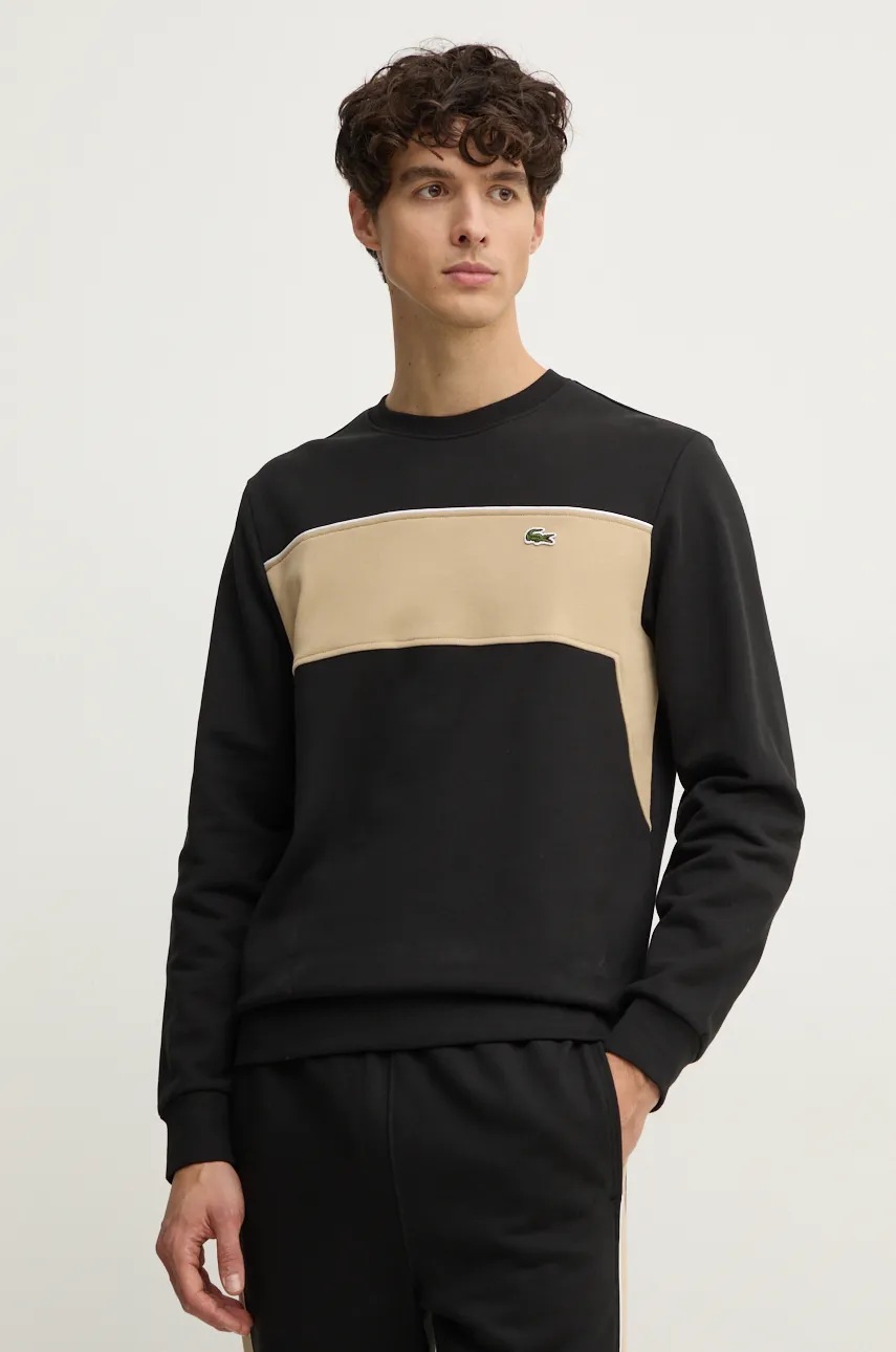 

Памучен суичър Lacoste в черно с десен SH2851, Черен