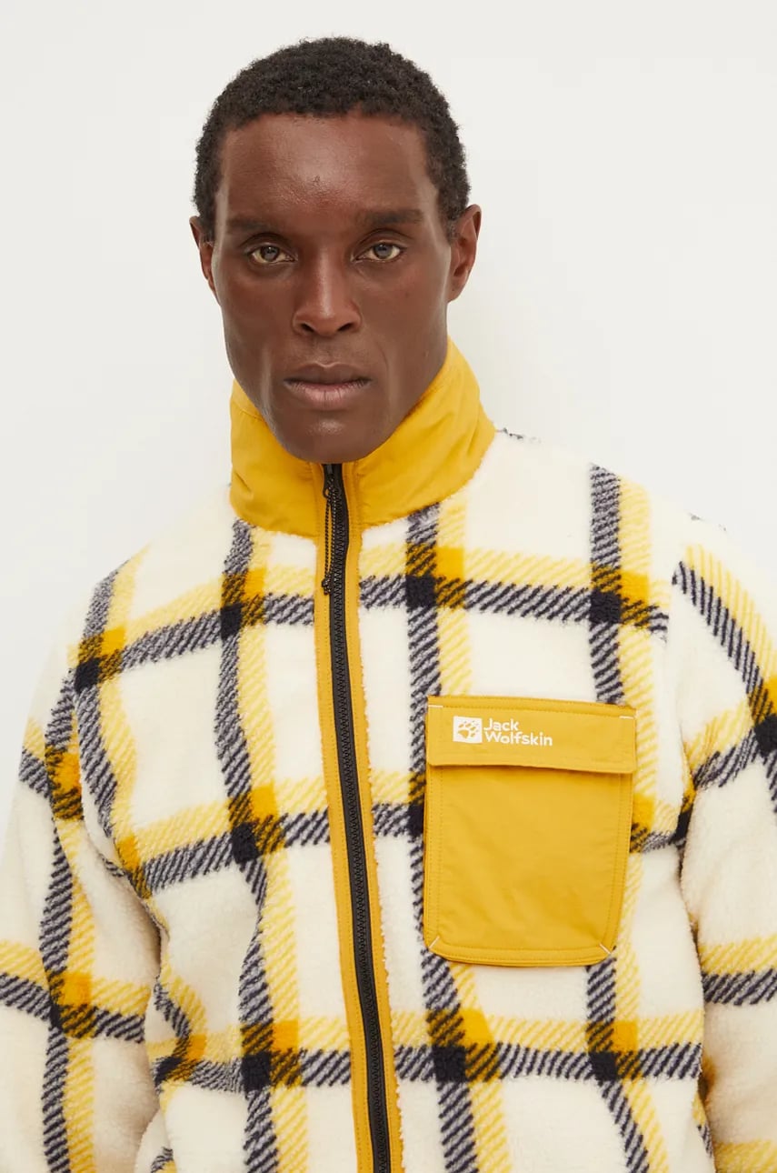 Jack Wolfskin bluza Felslicht Check barbati, culoarea bej, modelator, A60058 Jack Wolfskin bluza Felslicht Check barbati, culoarea bej, modelator, A60058