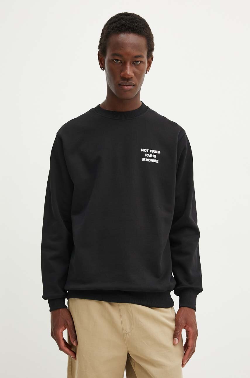 Βαμβακερή μπλούζα Drôle de Monsieur χρώμα: μαύρο, PERM.SW149.CO127 Le Sweatshirt Slogan φωτογραφία