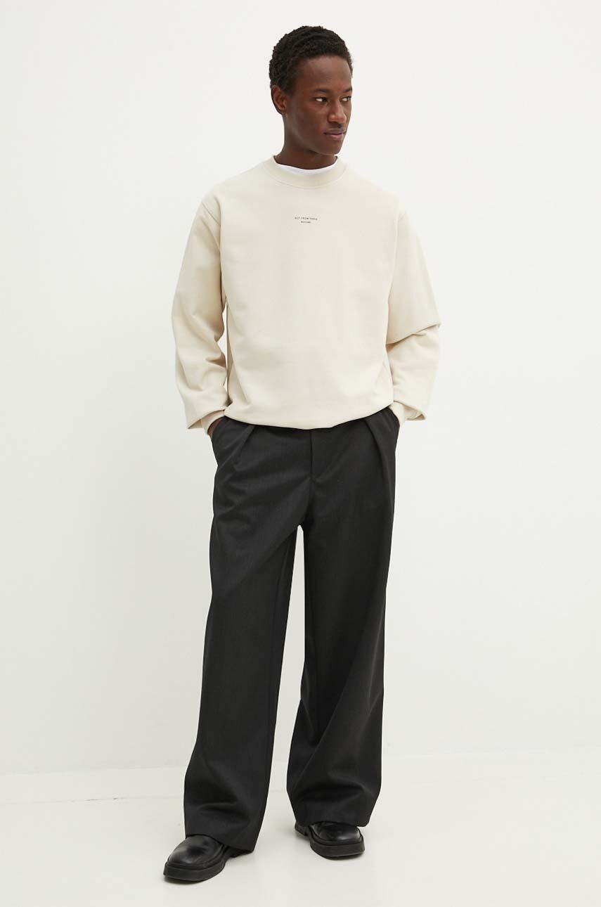 Βαμβακερή μπλούζα Drôle de Monsieur χρώμα: μπεζ, PERM.SW148.CO127 Le Sweatshirt Slogan Cl φωτογραφία