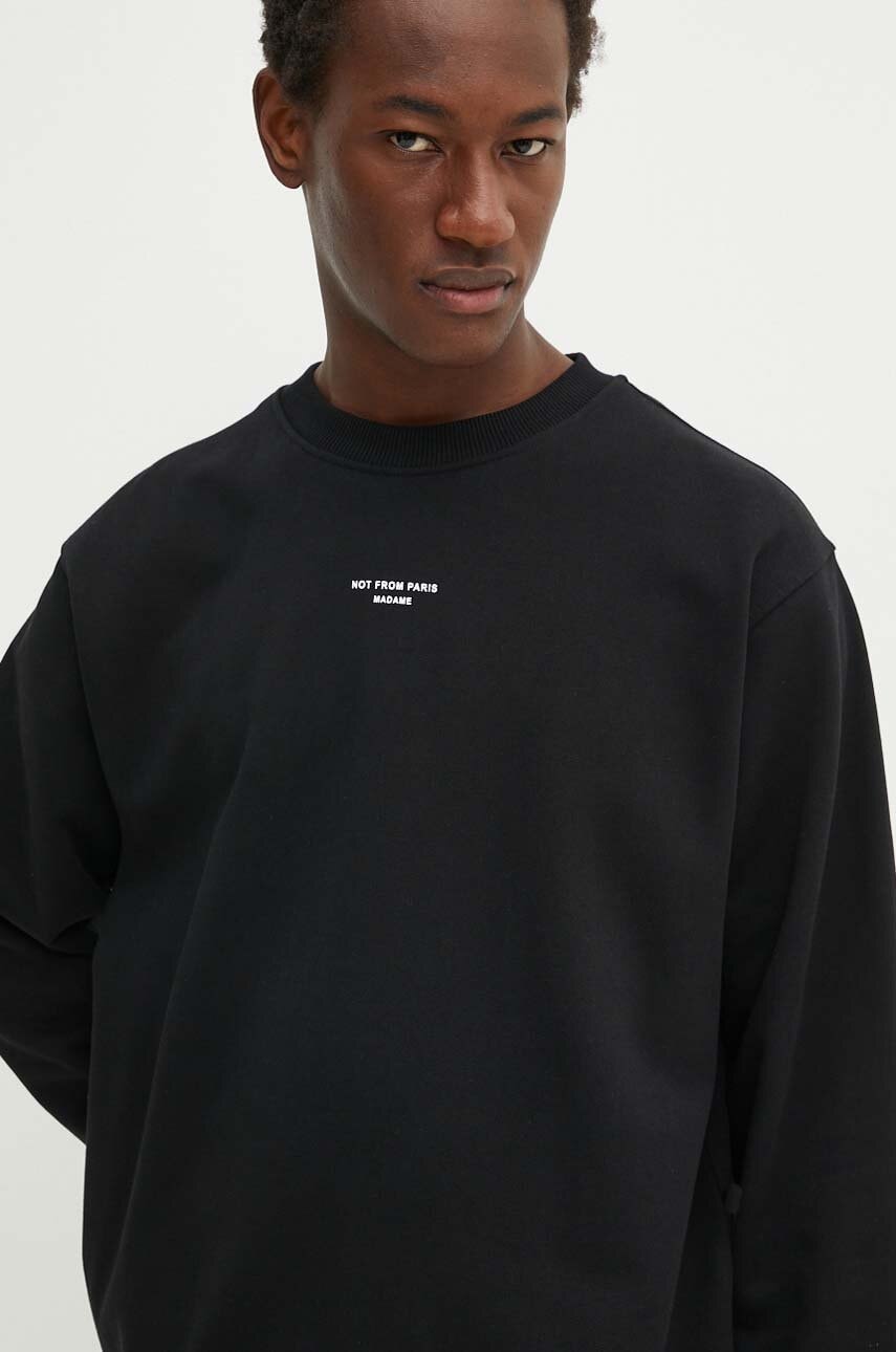 Drôle de Monsieur hanorac de bumbac barbati, culoarea negru, cu imprimeu, PERM.SW148.CO127 Le Sweatshirt Slogan Cl Drôle de Monsieur hanorac de bumbac barbati, culoarea negru, cu imprimeu, PERM.SW148.CO127 Le Sweatshirt Slogan Cl