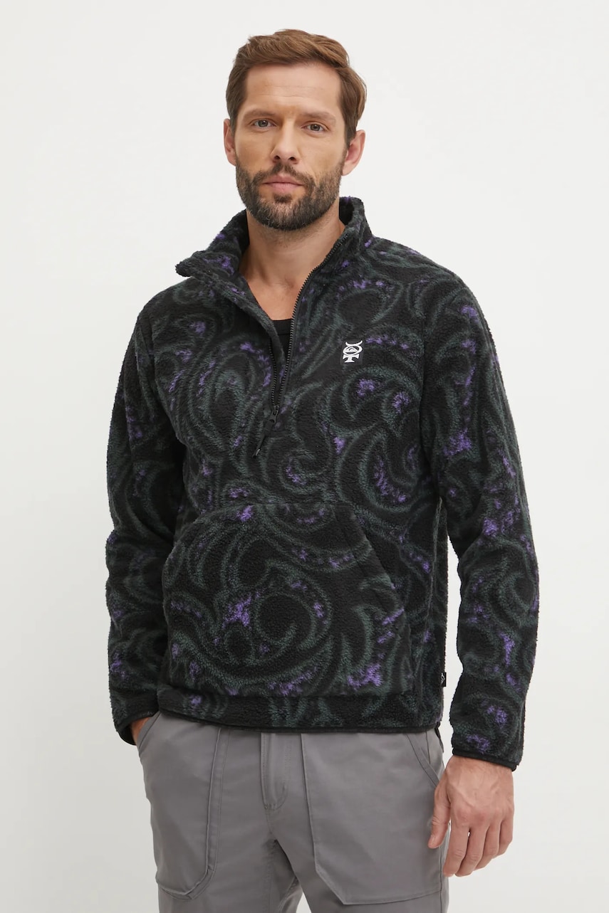 Quiksilver hanorac fleece Mercury culoarea negru, modelator, AQYFT03405