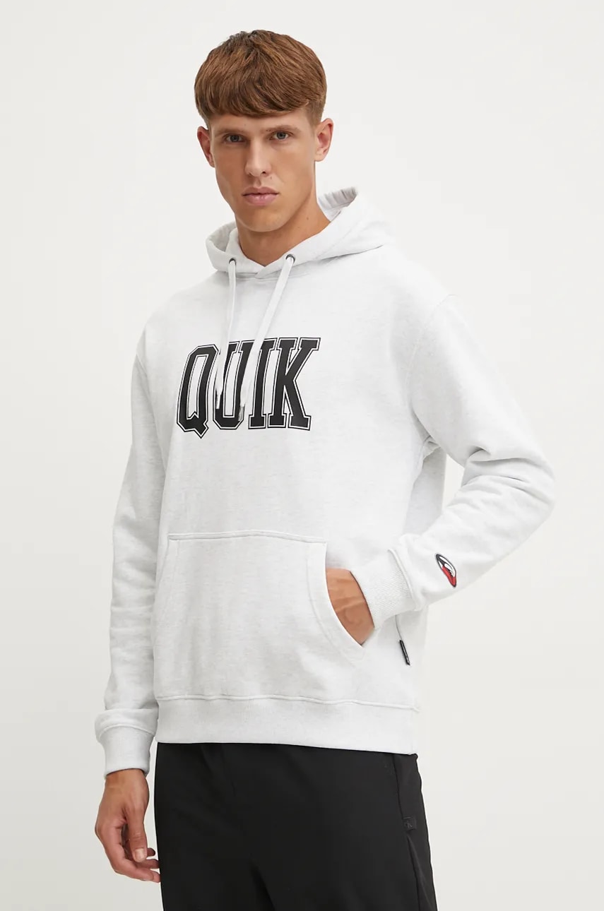 Quiksilver bluza Griffin Hoodie barbati, culoarea gri, cu glugă, cu imprimeu, AQYFT03407 Quiksilver bluza Griffin Hoodie barbati, culoarea gri, cu glugă, cu imprimeu, AQYFT03407