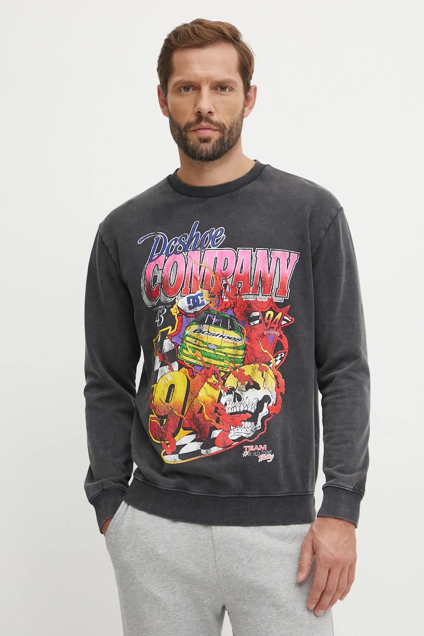 DC bluza Throwback 94 barbati, culoarea gri, cu imprimeu, ADYSF03129 DC bluza Throwback 94 barbati, culoarea gri, cu imprimeu, ADYSF03129