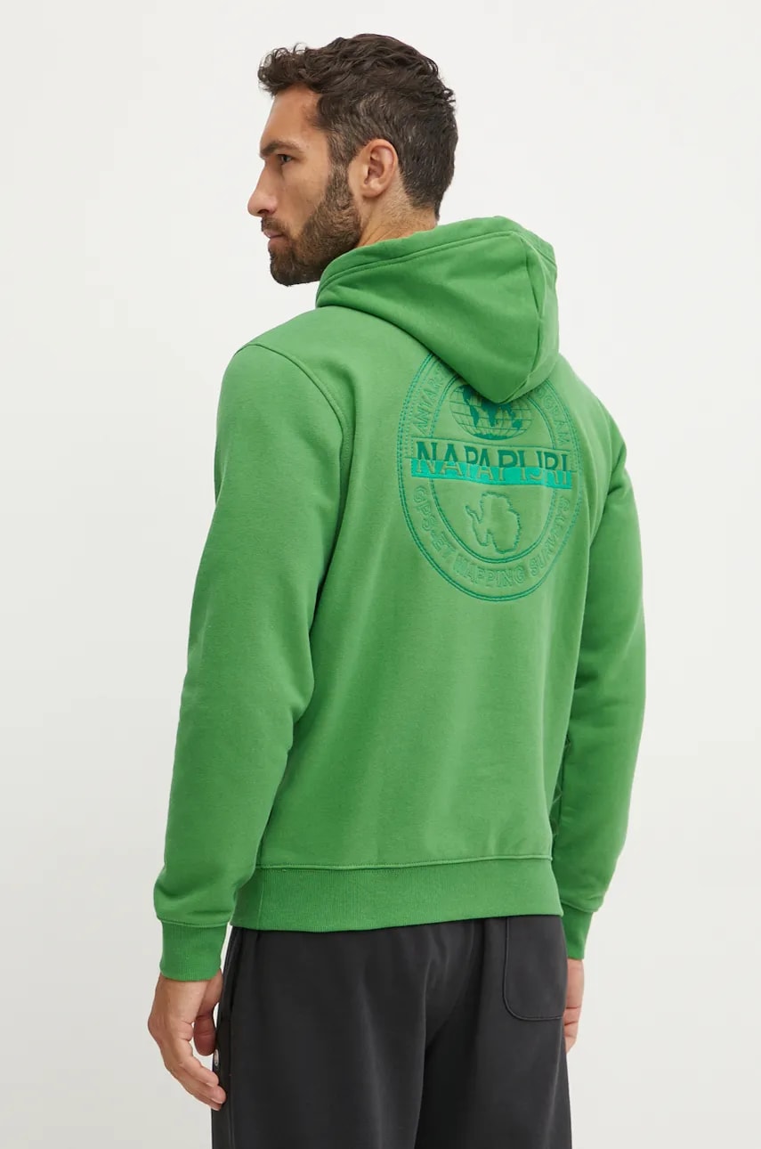 Napapijri bluza B-Kander barbati, culoarea verde, cu glugă, neted, NP0A4I9TG1T1 Napapijri bluza B-Kander barbati, culoarea verde, cu glugă, neted, NP0A4I9TG1T1