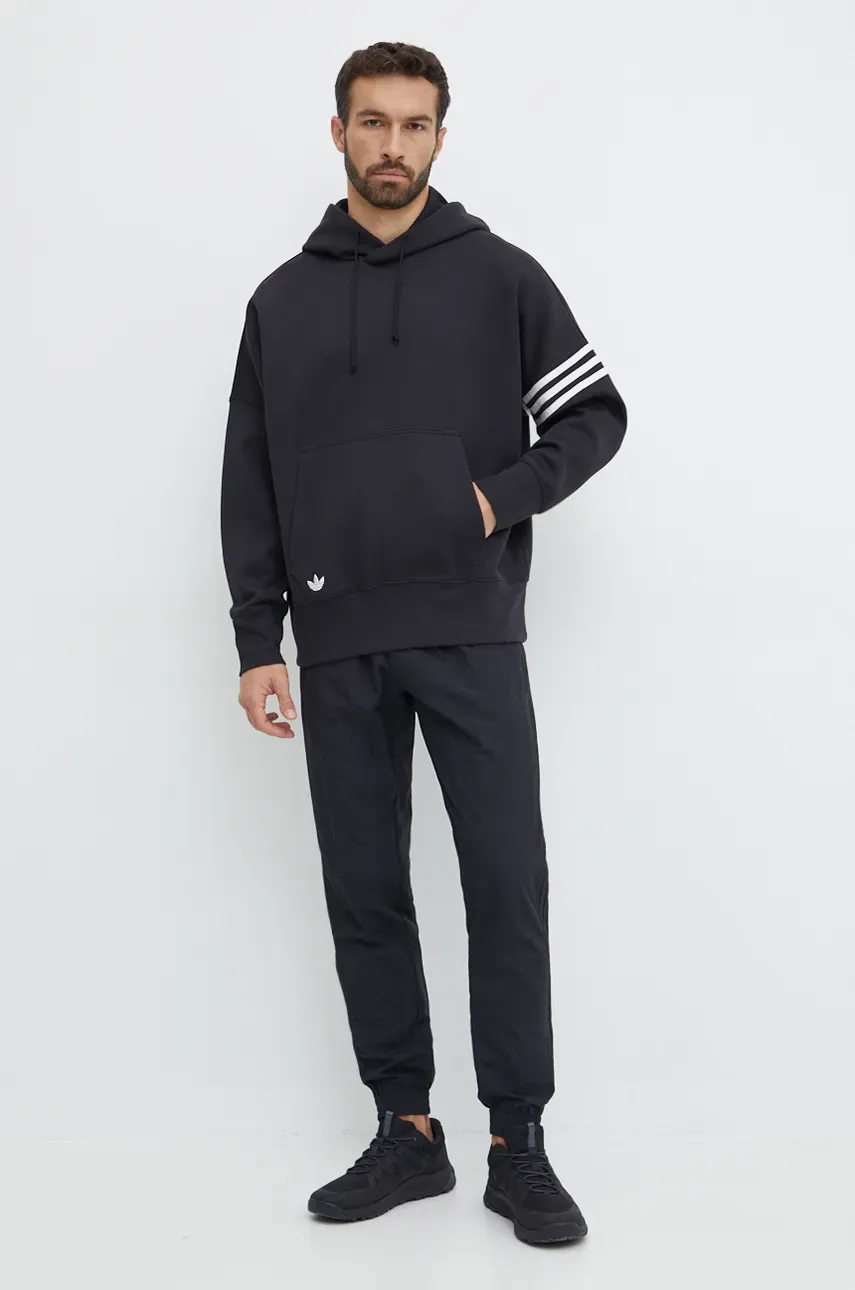 Dukserica Adidas Originals Neuclassics C Hoodie Za Muškarce, Boja: Crna, S Kapuljačom, S Aplikacijom, IW0975