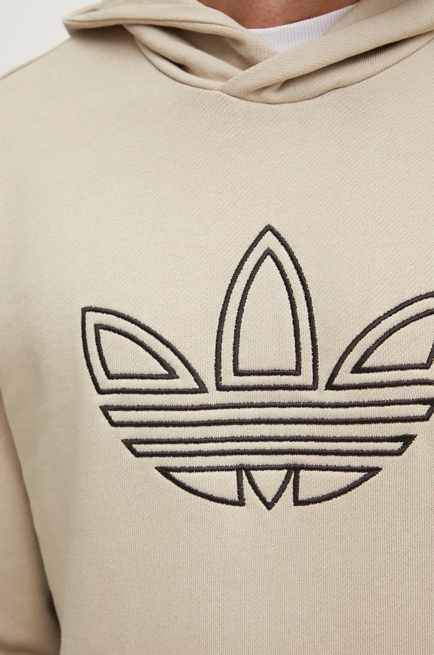 Βαμβακερή μπλούζα adidas Originals Outline Hoodie χρώμα: μπεζ, με κουκούλα, JJ1505 φωτογραφία