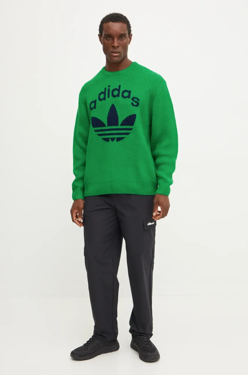 Свитер adidas Originals Knit Crewneck мужской цвет зелёный JN5966 Свитер adidas Originals Knit Crewneck мужской цвет зелёный JN5966