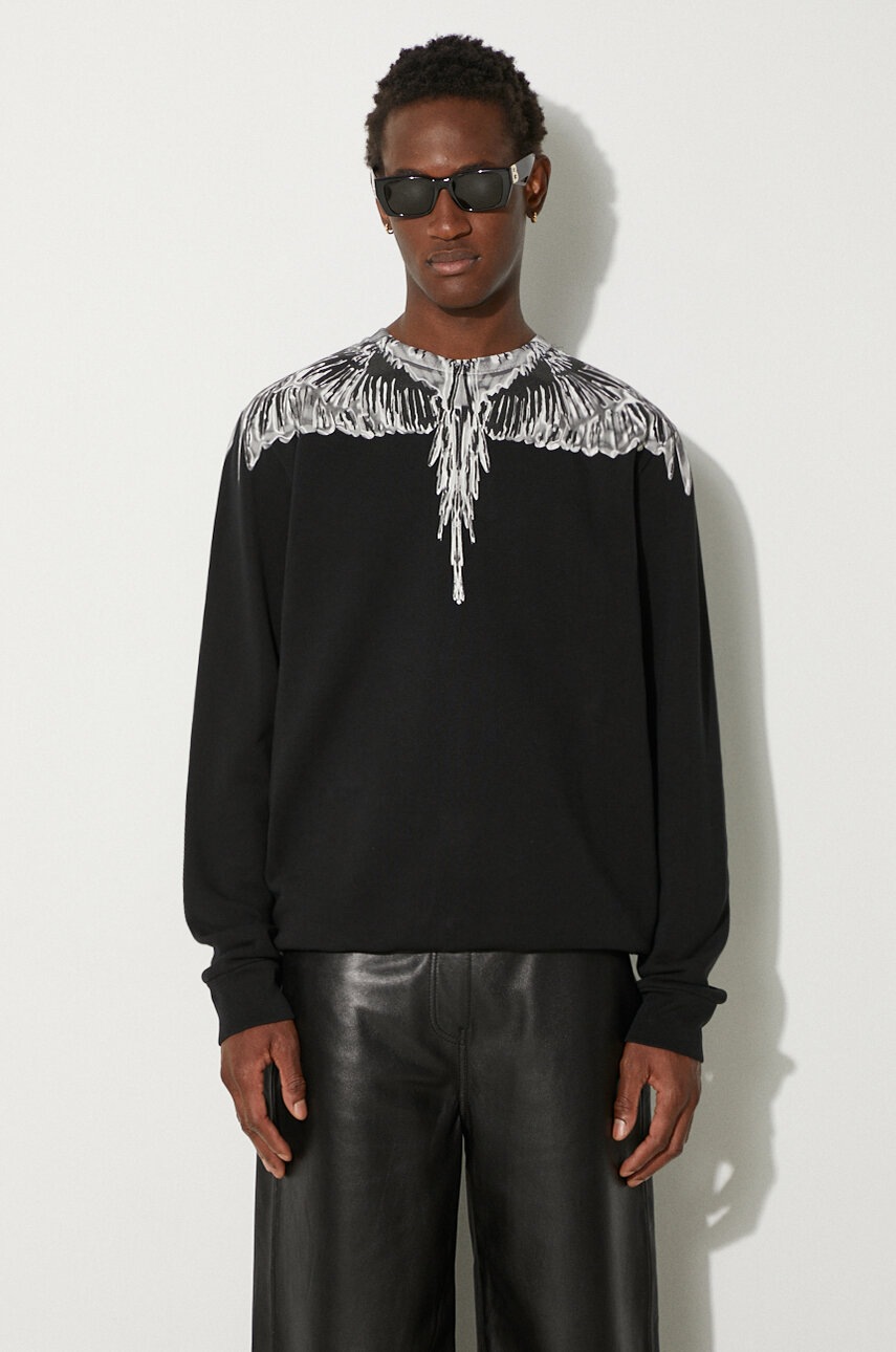 

Памучен суичър Marcelo Burlon Icon Wings Regular Crewneck в черно с принт CMBA009F24FLE0011006, Черен