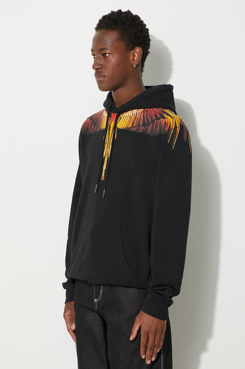 Bombažen Pulover Marcelo Burlon Icon Wings Regular Hoodie Moški, črna Barva, S Kapuco, CMBB007F24FLE0011025