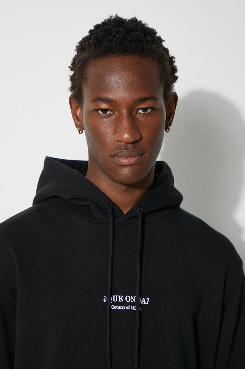Бавовняна кофта Marcelo Burlon Que Onda Regular Hoodie чоловіча колір чорний з капюшоном з аплікацією CMBB007F24FLE0061001 