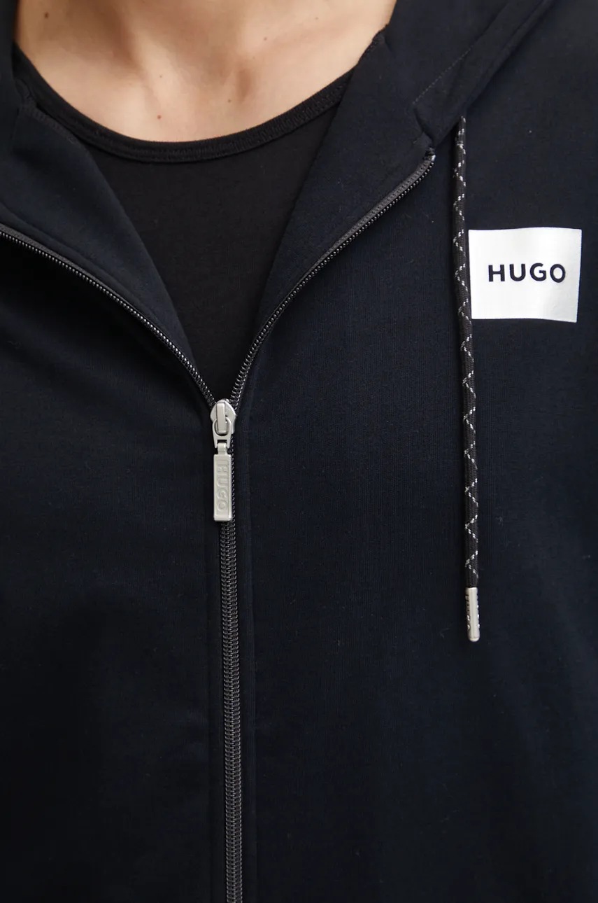 Кофта лаунж HUGO колір чорний з капюшоном однотонна 50524766 