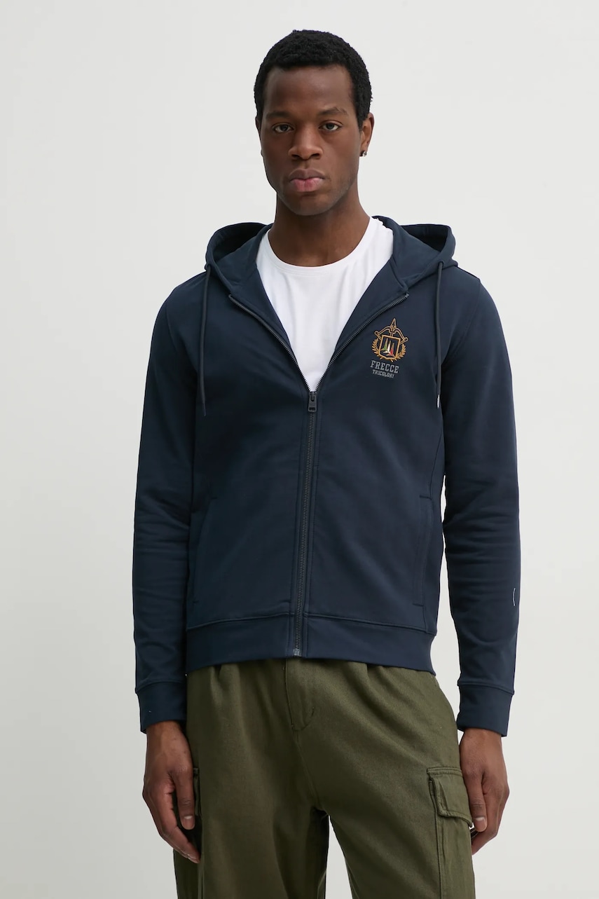 Aeronautica Militare bluza barbati, culoarea albastru marin, cu glugă, cu imprimeu, FE1974F459 Aeronautica Militare bluza barbati, culoarea albastru marin, cu glugă, cu imprimeu, FE1974F459