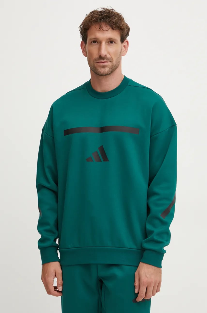 adidas bluza ZNE barbati, culoarea verde, cu imprimeu, JD1673 adidas bluza ZNE barbati, culoarea verde, cu imprimeu, JD1673