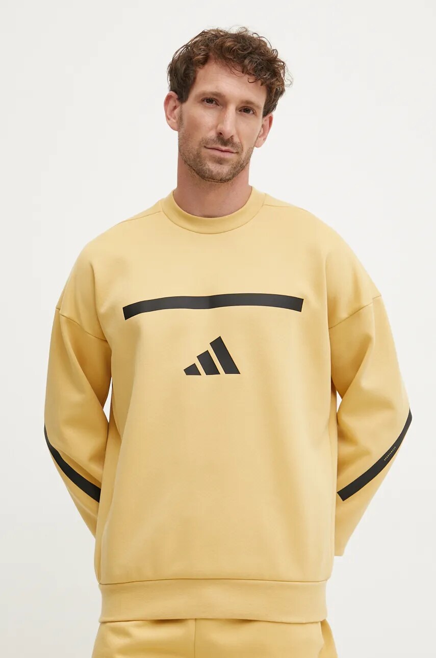 adidas bluza ZNE barbati, culoarea galben, cu imprimeu, JJ4896 adidas bluza ZNE barbati, culoarea galben, cu imprimeu, JJ4896