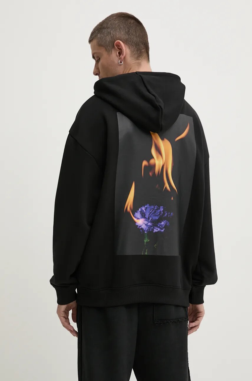 HUGO bluza barbati, culoarea negru, cu glugă, cu imprimeu, 50521288