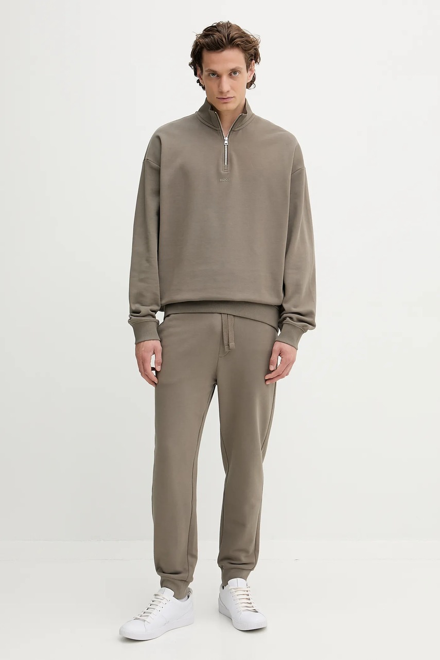 Хлопковая кофта HUGO цвет фиолетовый однотонная 50525881