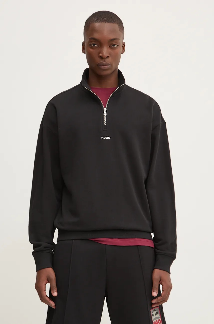 HUGO hanorac de bumbac barbati, culoarea negru, neted, 50525881