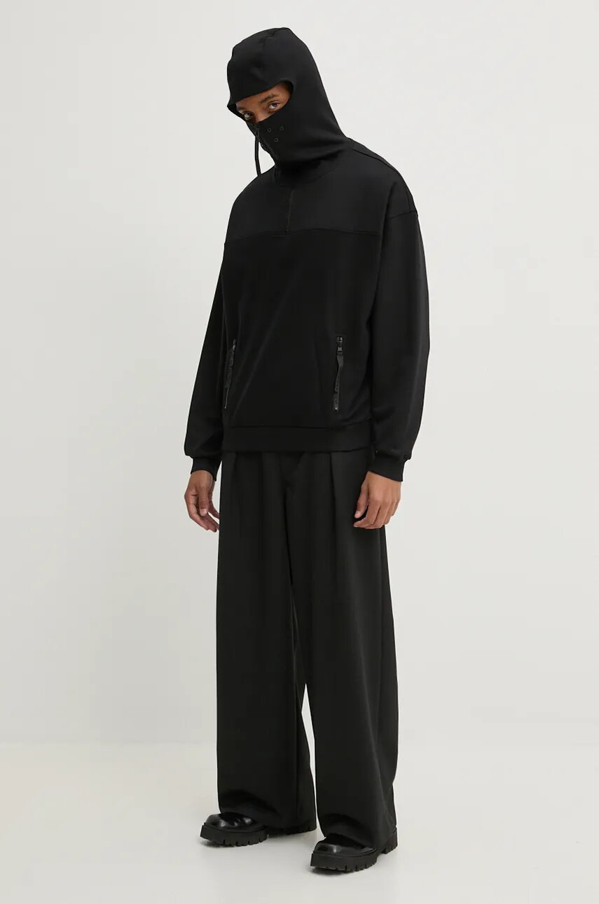 HUGO hanorac de bumbac barbati, culoarea negru, cu gluga, neted, 50521792