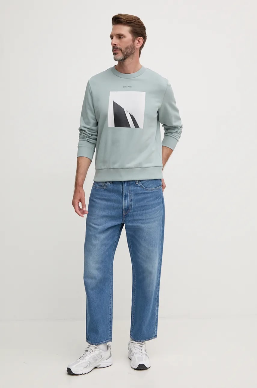 Хлопковая кофта Calvin Klein мужская цвет серый с принтом K10K113563 Хлопковая кофта Calvin Klein мужская цвет серый с принтом K10K113563