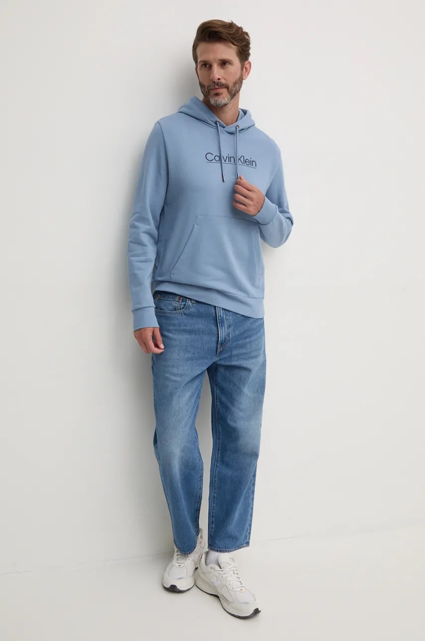 Хлопковая кофта Calvin Klein мужская с капюшоном с принтом K10K113576 Хлопковая кофта Calvin Klein мужская с капюшоном с принтом K10K113576